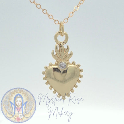 Single Jewel Sacred Heart Pendant