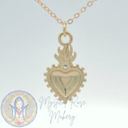 Single Jewel Sacred Heart Pendant