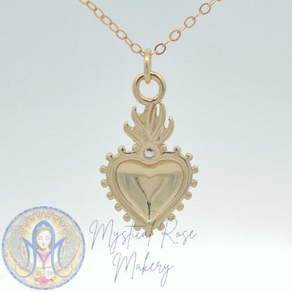 Single Jewel Sacred Heart Pendant