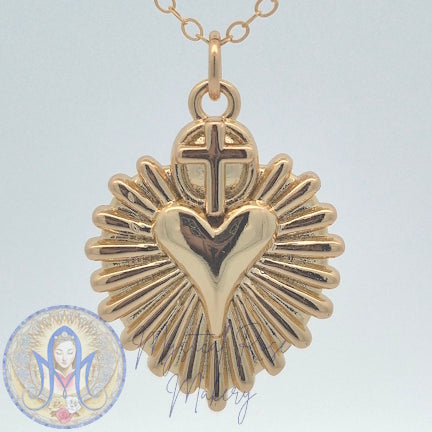 Cross Bursting Forth Sacred Heart Pendant (Sample Sale)