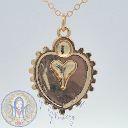 Cross Bursting Forth Sacred Heart Pendant