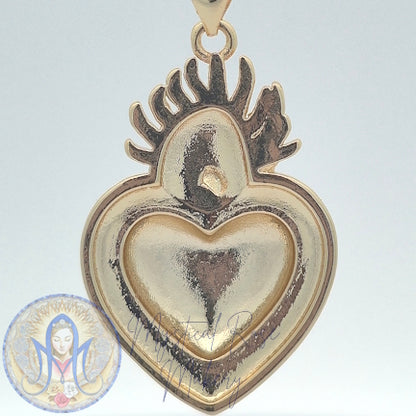 Thick Beaded Border Sacred Heart Pendant