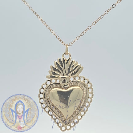 Lace Sacred Heart Pendant  (Larger Size)