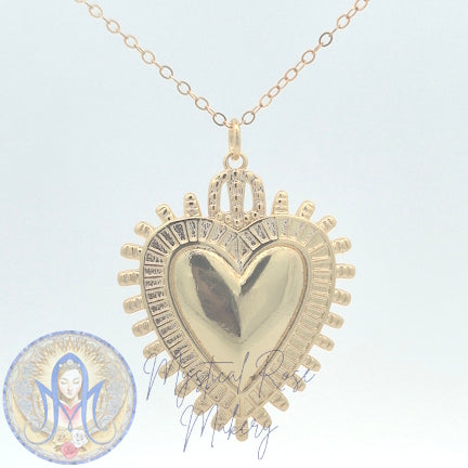 Ship's Wheel Sacred Heart Pendant (Larger Size)
