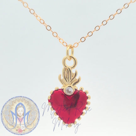 Single Jewel Sacred Heart Pendant (Sample Sale)