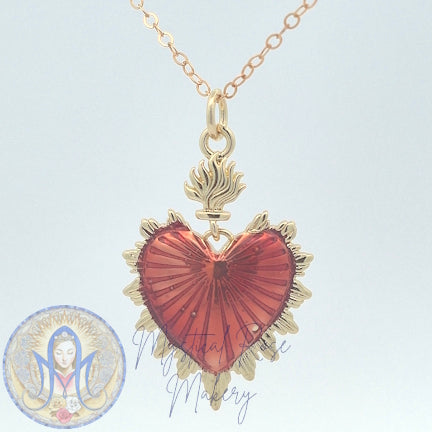 Flames of Light Sacred Heart Pendant (Sample Sale)