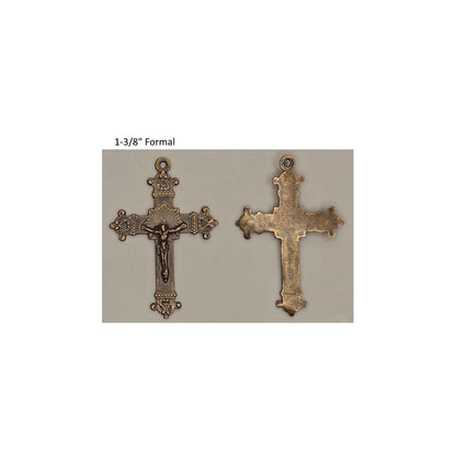 Front and back of a rosary center on a white background with text '1-3/8" Formal'.